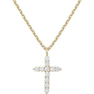 14K Gold Plated Cubic Zirconia Cross Necklace